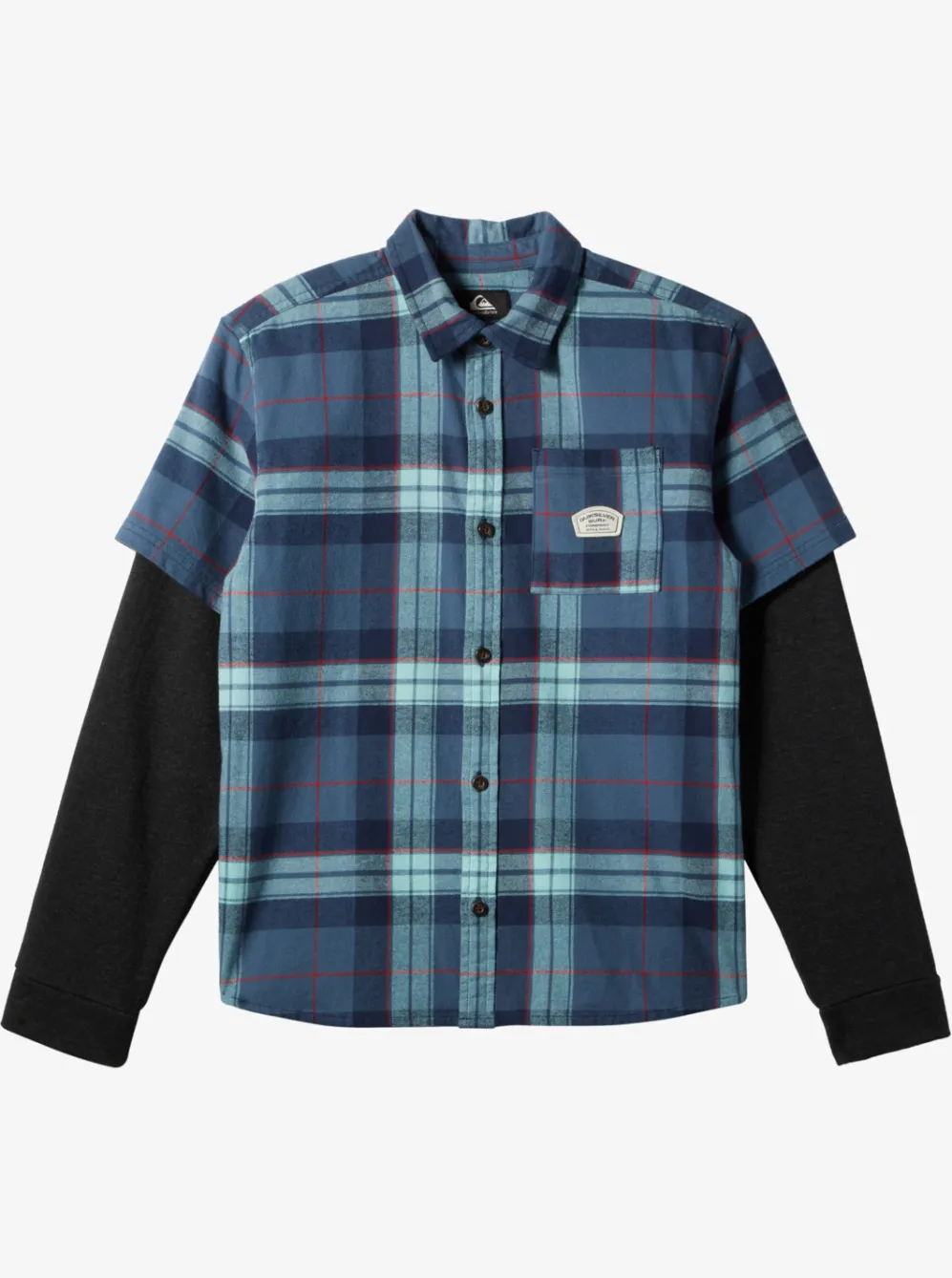 Quiksilver Shirts|Boy'S 8-16 Check This Up Oversized Long Sleeve Shirt Naval Academy Check This Up Ls