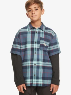 Quiksilver Shirts|Boy'S 8-16 Check This Up Oversized Long Sleeve Shirt Naval Academy Check This Up Ls
