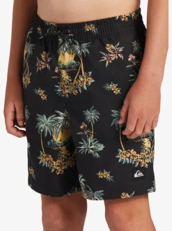 Quiksilver Boardshorts|Boy'S 8-16 Everyday Mix Vl 15Nb Elastic Waist Shorts Black Palm Spritz