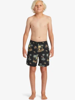 Quiksilver Boardshorts|Boy'S 8-16 Everyday Mix Vl 15Nb Elastic Waist Shorts Black Palm Spritz