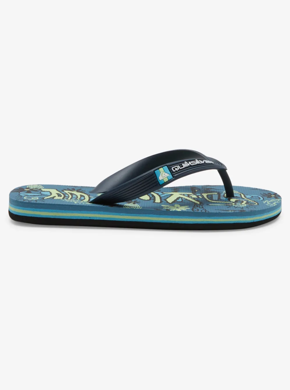 Quiksilver Sandals|Boy'S 8-16 Molokai Flip-Flops Black/Green/Blue