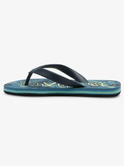 Quiksilver Sandals|Boy'S 8-16 Molokai Flip-Flops Black/Green/Blue