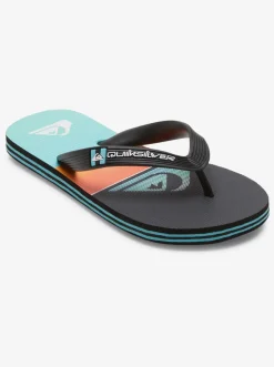 Quiksilver Sandals|Boy'S 8-16 Molokai Flip-Flops Black/Orange/Green