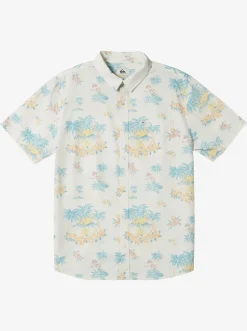 Quiksilver Shirts|Boy'S 8-16 Palm Spritz Short Sleeve Woven Shirt Snow White Palm Spritz