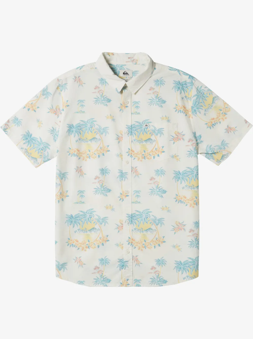 Quiksilver Shirts|Boy'S 8-16 Palm Spritz Short Sleeve Woven Shirt Snow White Palm Spritz