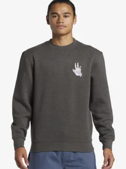 Quiksilver Sweatshirts & Hoodies|E Peace Out Crew Neck Sweatshirt Charcoal Heather
