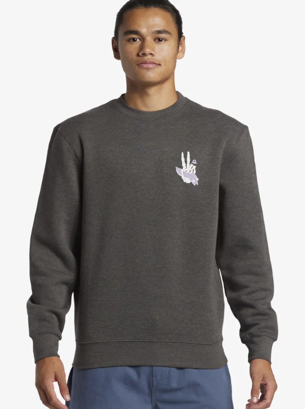 Quiksilver Sweatshirts & Hoodies|E Peace Out Crew Neck Sweatshirt Charcoal Heather