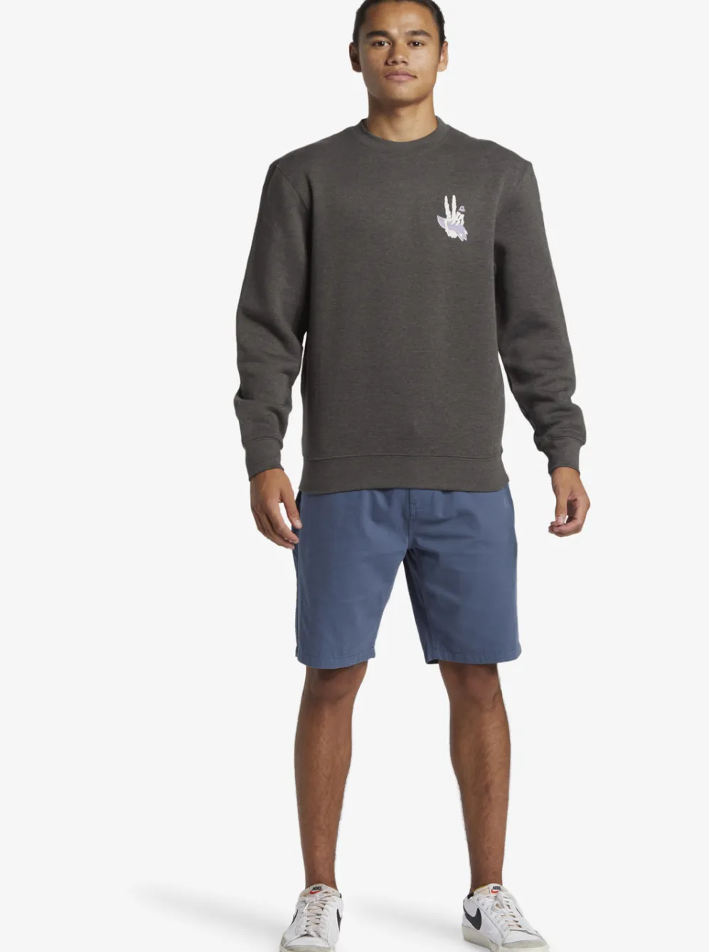 Quiksilver Sweatshirts & Hoodies|E Peace Out Crew Neck Sweatshirt Charcoal Heather