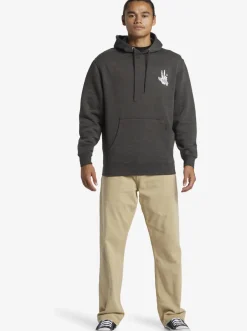 Quiksilver Sweatshirts & Hoodies|E Rockin Hoodie Pullover Sweatshirt Charcoal Heather