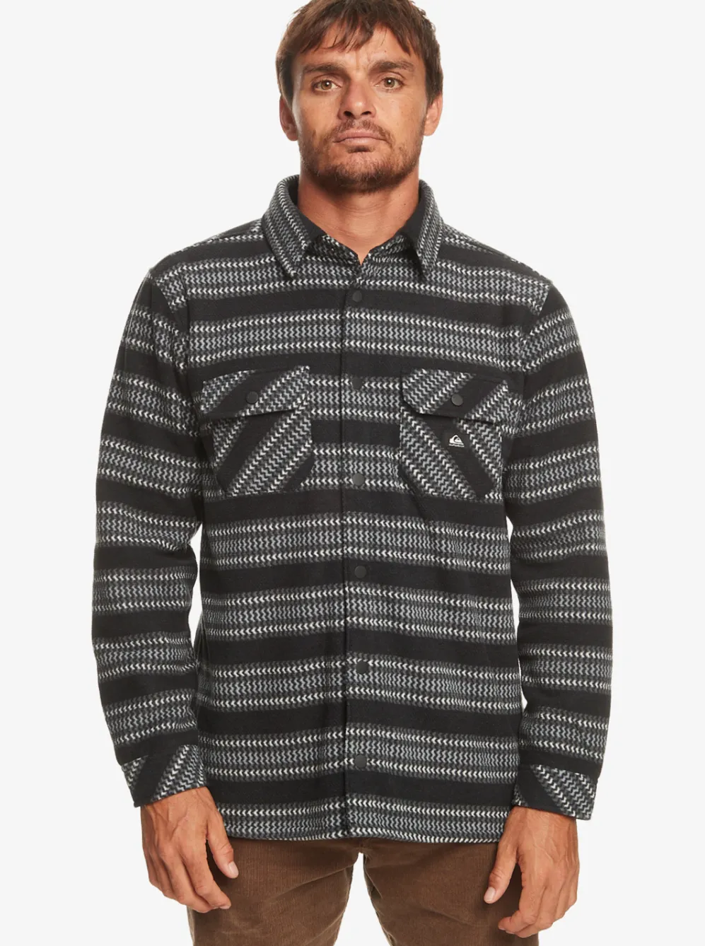 Quiksilver Sweatshirts & Hoodies|Epic Surf Days Fleece Overshirt Black Surf Days Stripe