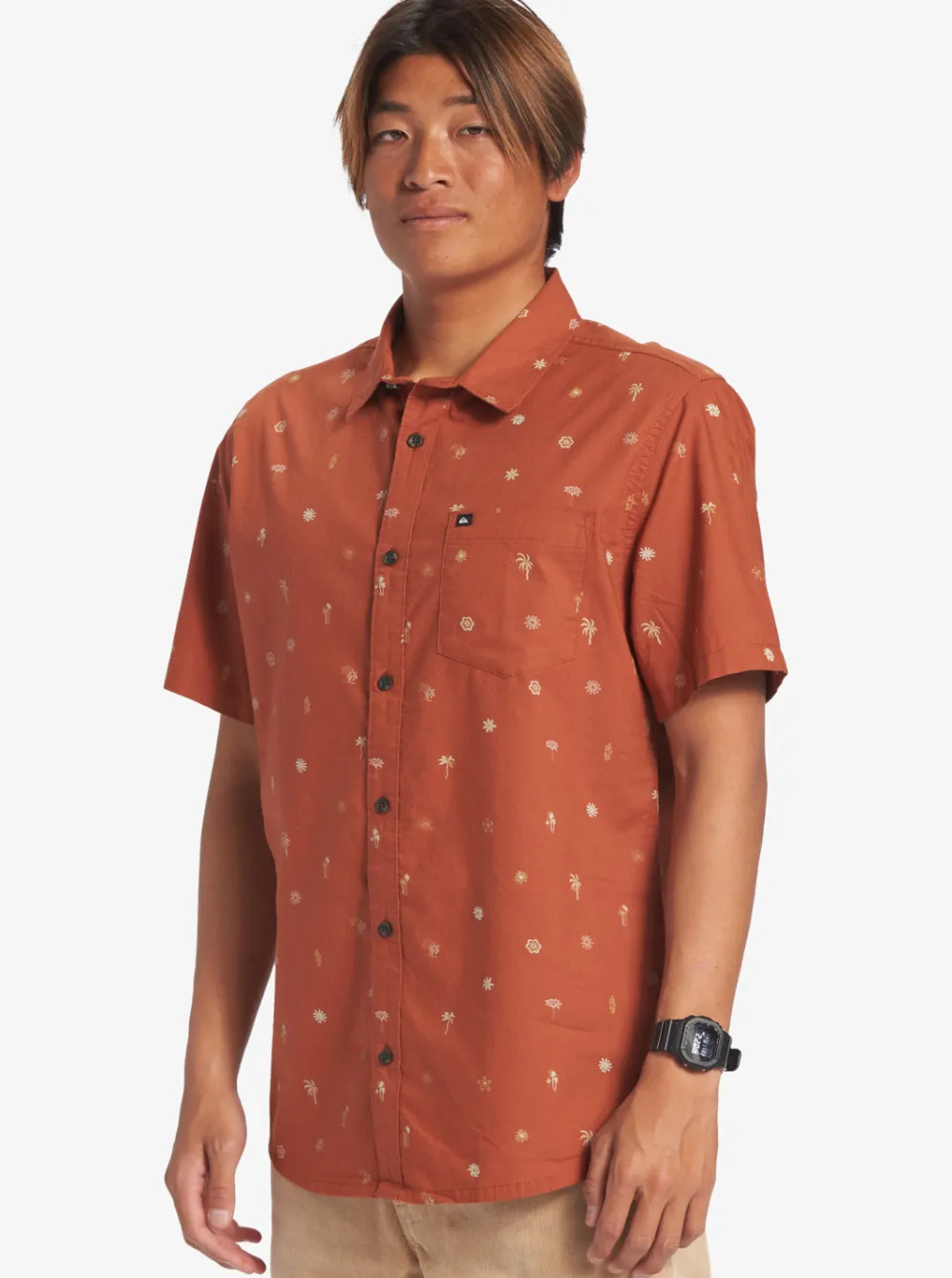 Quiksilver Shirts & Polos|Heat Wave Short Sleeve Woven Shirt Baked Clay Heat Waves