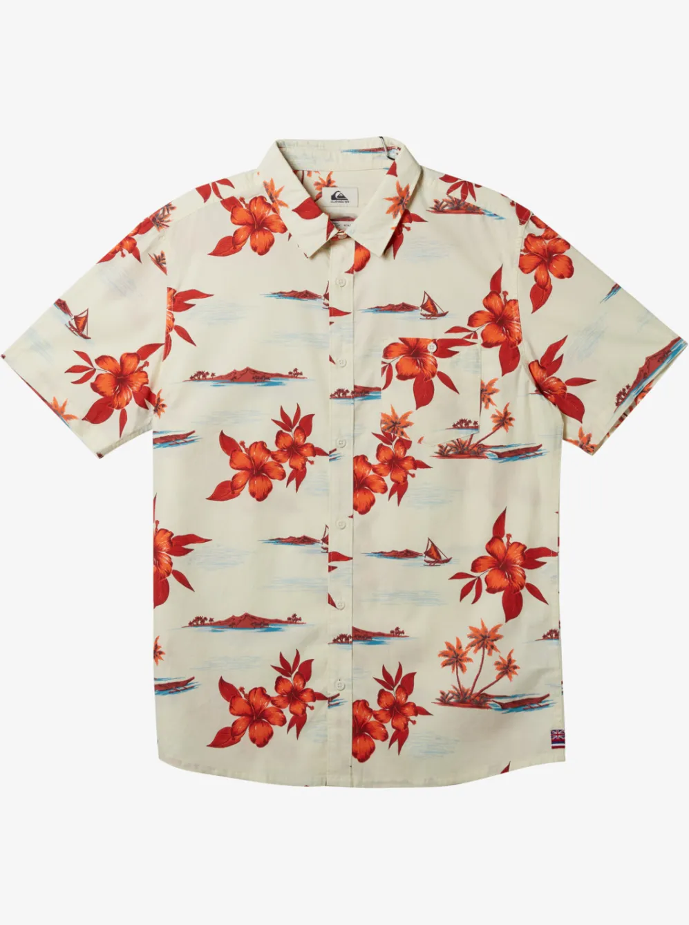 Quiksilver Shirts & Polos|Hi Paradise Airways Short Sleeve Shirt Antique White