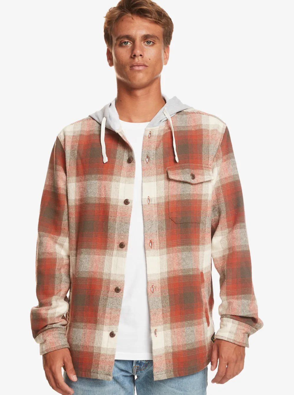 Quiksilver Shirts & Polos|Kinloss Long Sleeve Hooded Shirt Baked Clay Kinloss