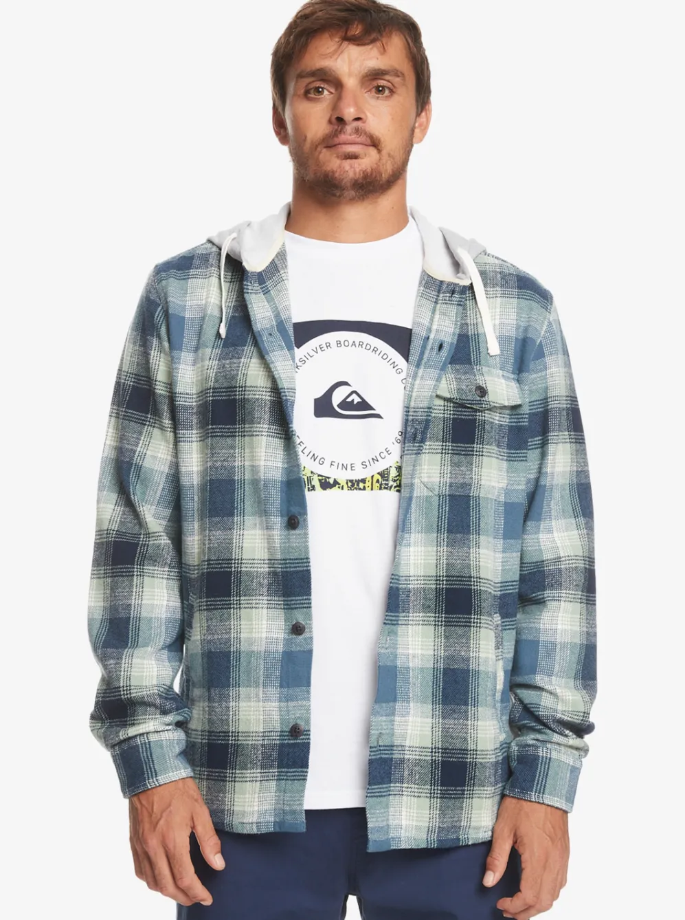 Quiksilver Shirts & Polos|Kinloss Long Sleeve Hooded Shirt Iceberg Green Kinloss