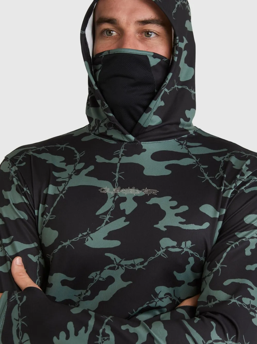 Quiksilver Rashguards|Mikey Hooded Long Sleeve Upf 50 Surf T-Shirt Black
