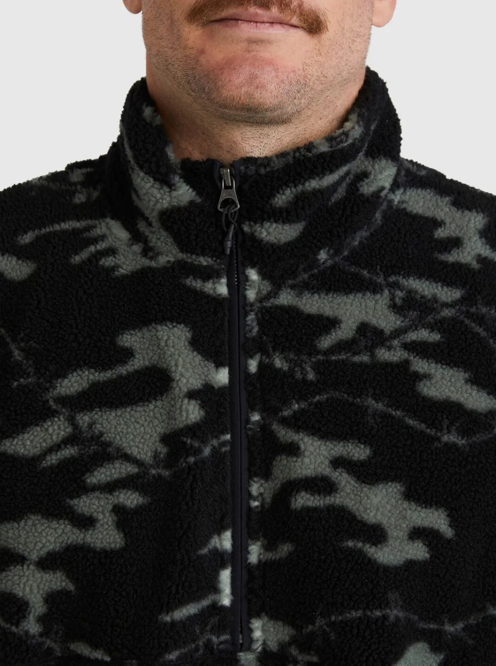 Quiksilver Sweatshirts & Hoodies|Mikey Zip Sherpa Half-Zip Fleece Black Mongrel