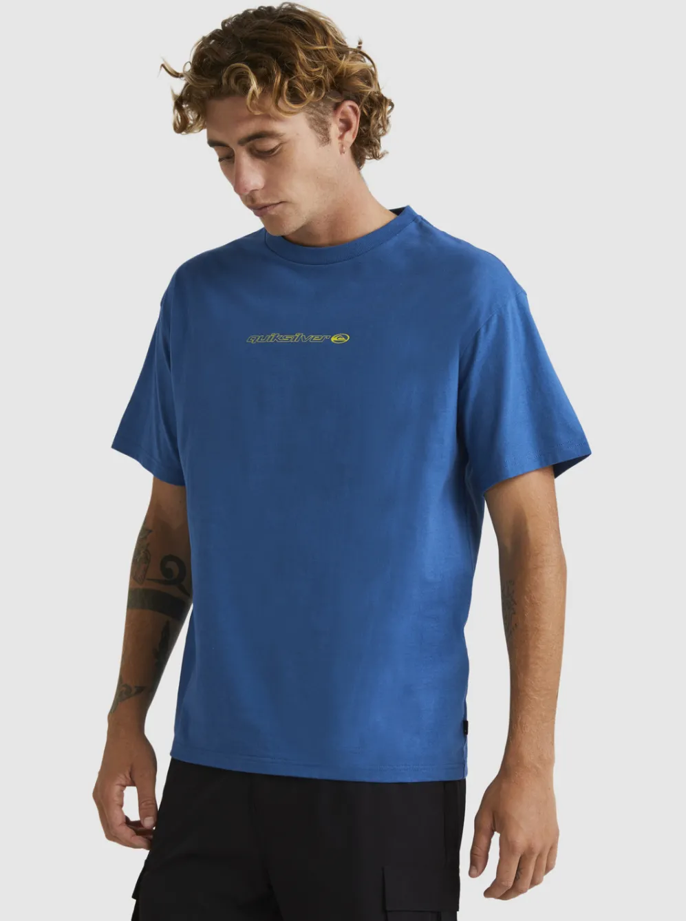 Quiksilver Tees|New Instinct Short Sleeve Stn T-Shirt Dark Blue