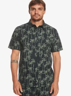 Quiksilver Shirts & Polos|Painted Palm Short Sleeve Shirt Laurel Wreath Painted Palms