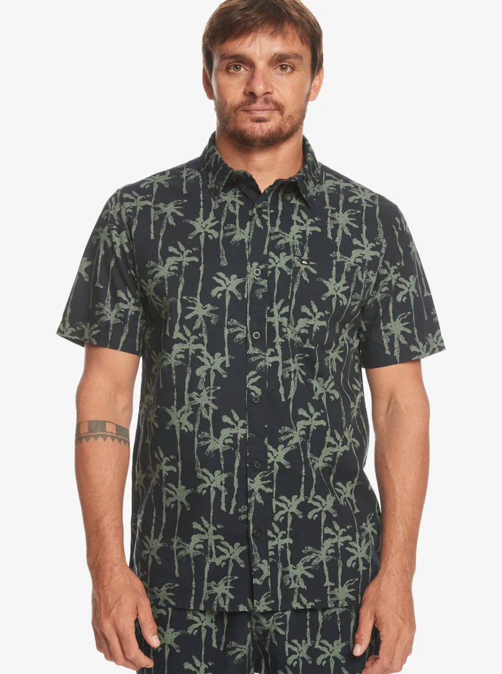 Quiksilver Shirts & Polos|Painted Palm Short Sleeve Shirt Laurel Wreath Painted Palms