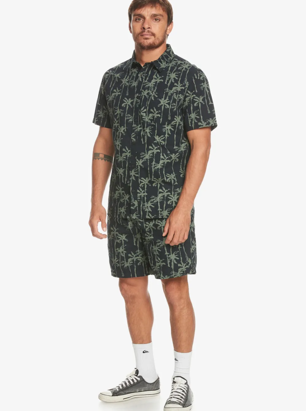 Quiksilver Shirts & Polos|Painted Palm Short Sleeve Shirt Laurel Wreath Painted Palms