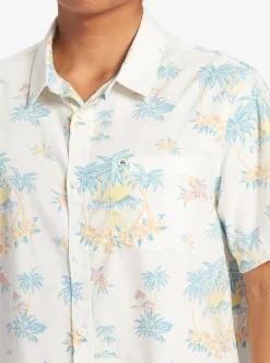 Quiksilver Shirts & Polos|Palm Spritz Short Sleeve Woven Shirt Snow White Palm Spritz