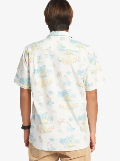 Quiksilver Shirts & Polos|Palm Spritz Short Sleeve Woven Shirt Snow White Palm Spritz