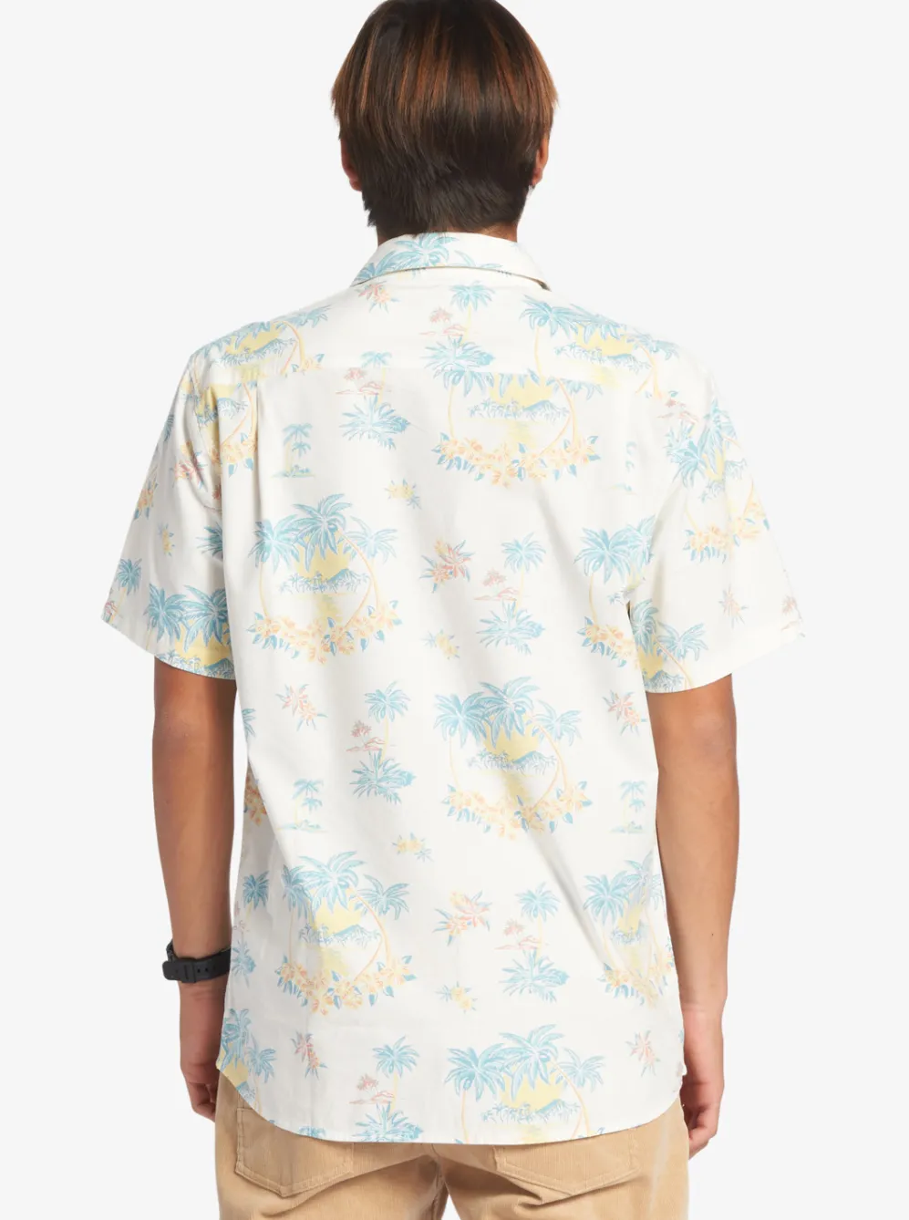 Quiksilver Shirts & Polos|Palm Spritz Short Sleeve Woven Shirt Snow White Palm Spritz