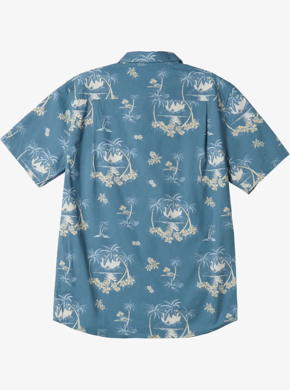 Quiksilver Shirts & Polos|Palm Spritz Short Sleeve Woven Shirt Agean Blue Palm Spritz