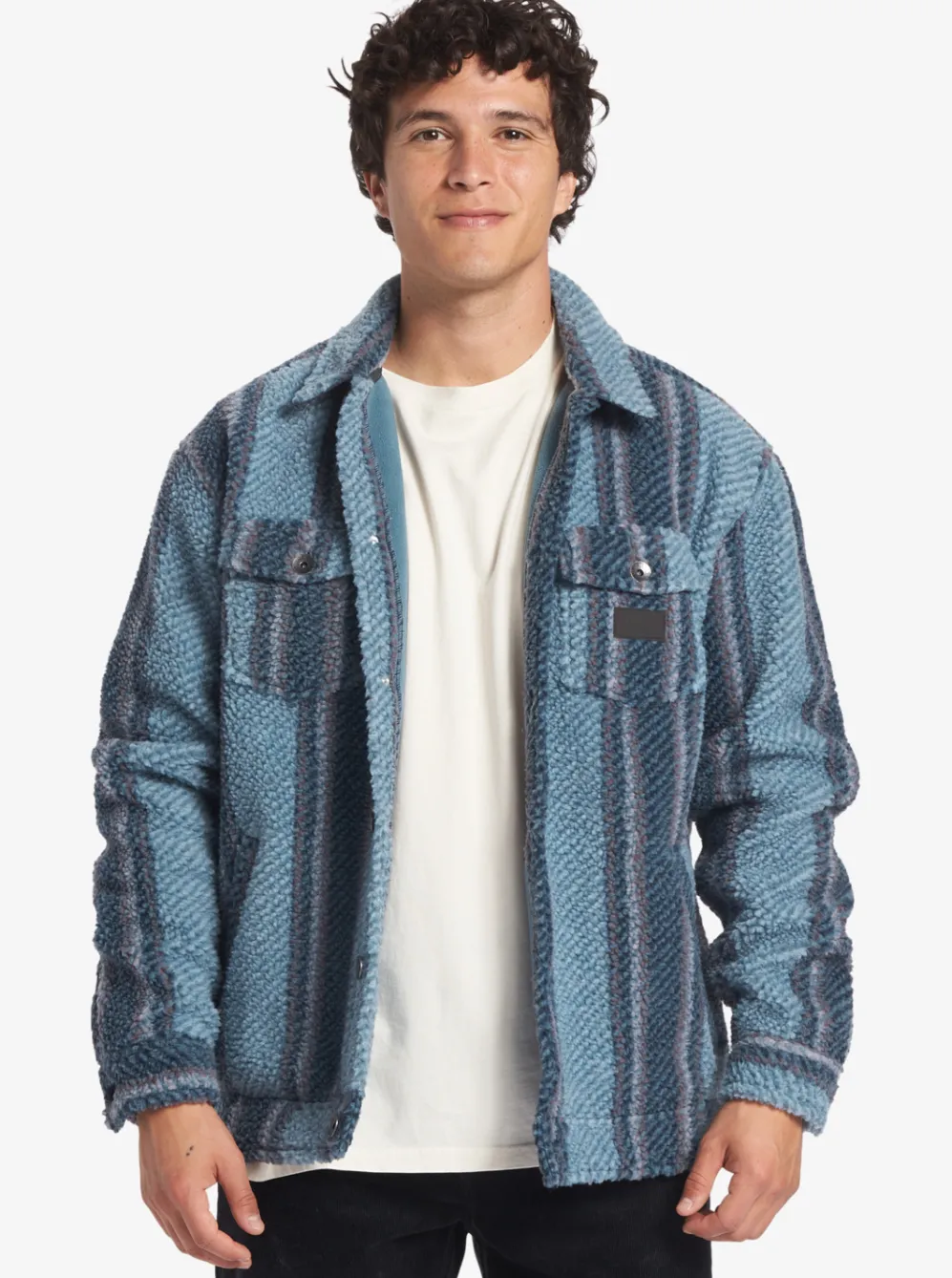 Quiksilver Shirts & Polos|Sherpa Fleece Overshirt Aegean Blue Sherpa Shirt