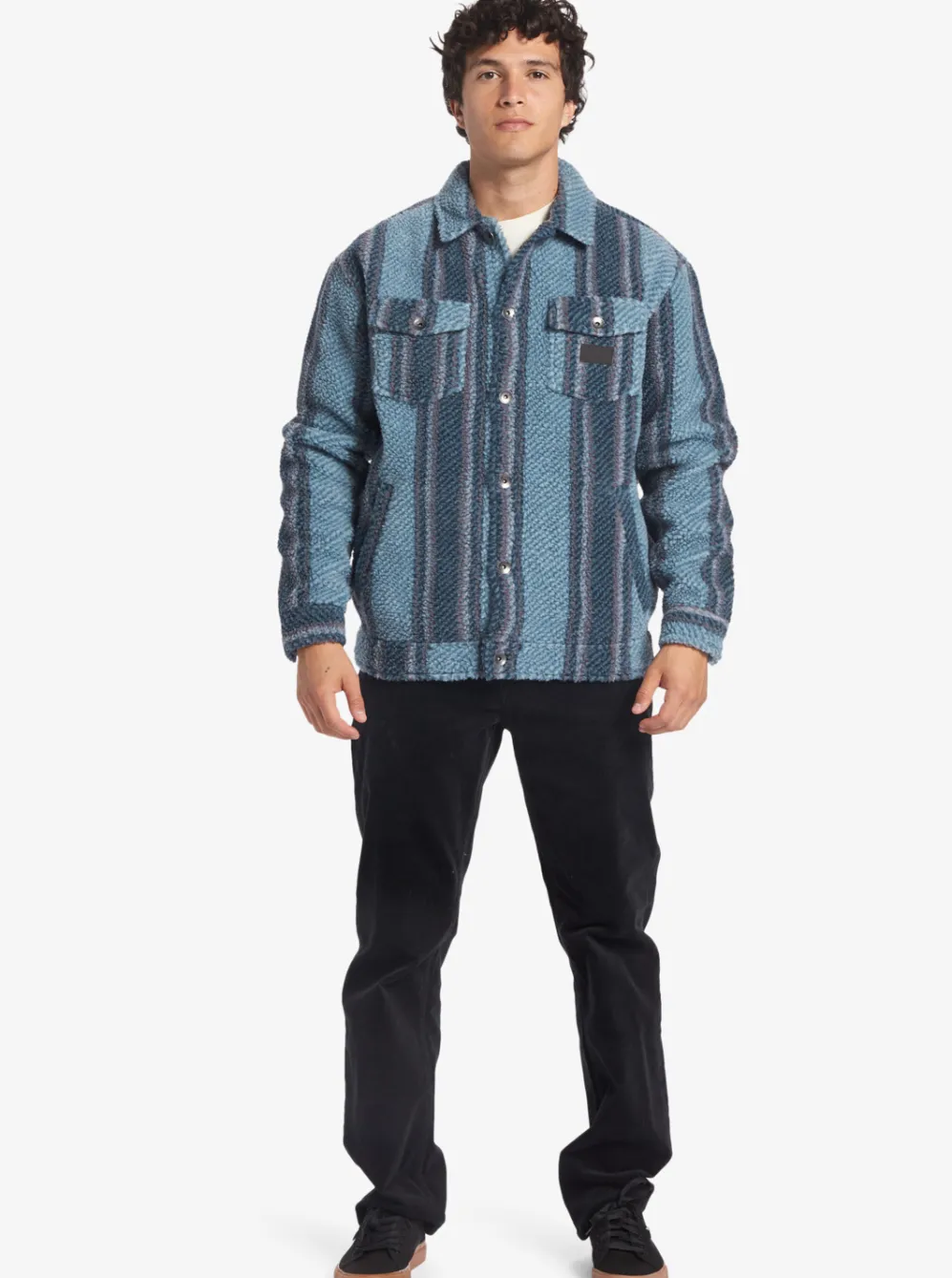 Quiksilver Shirts & Polos|Sherpa Fleece Overshirt Aegean Blue Sherpa Shirt