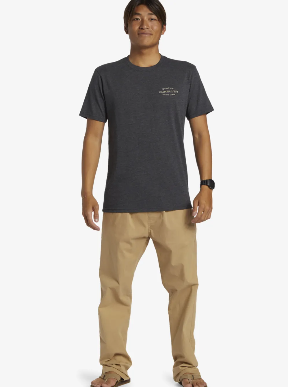 Quiksilver Tees|Surf Lockup T-Shirt Charcoal Heather