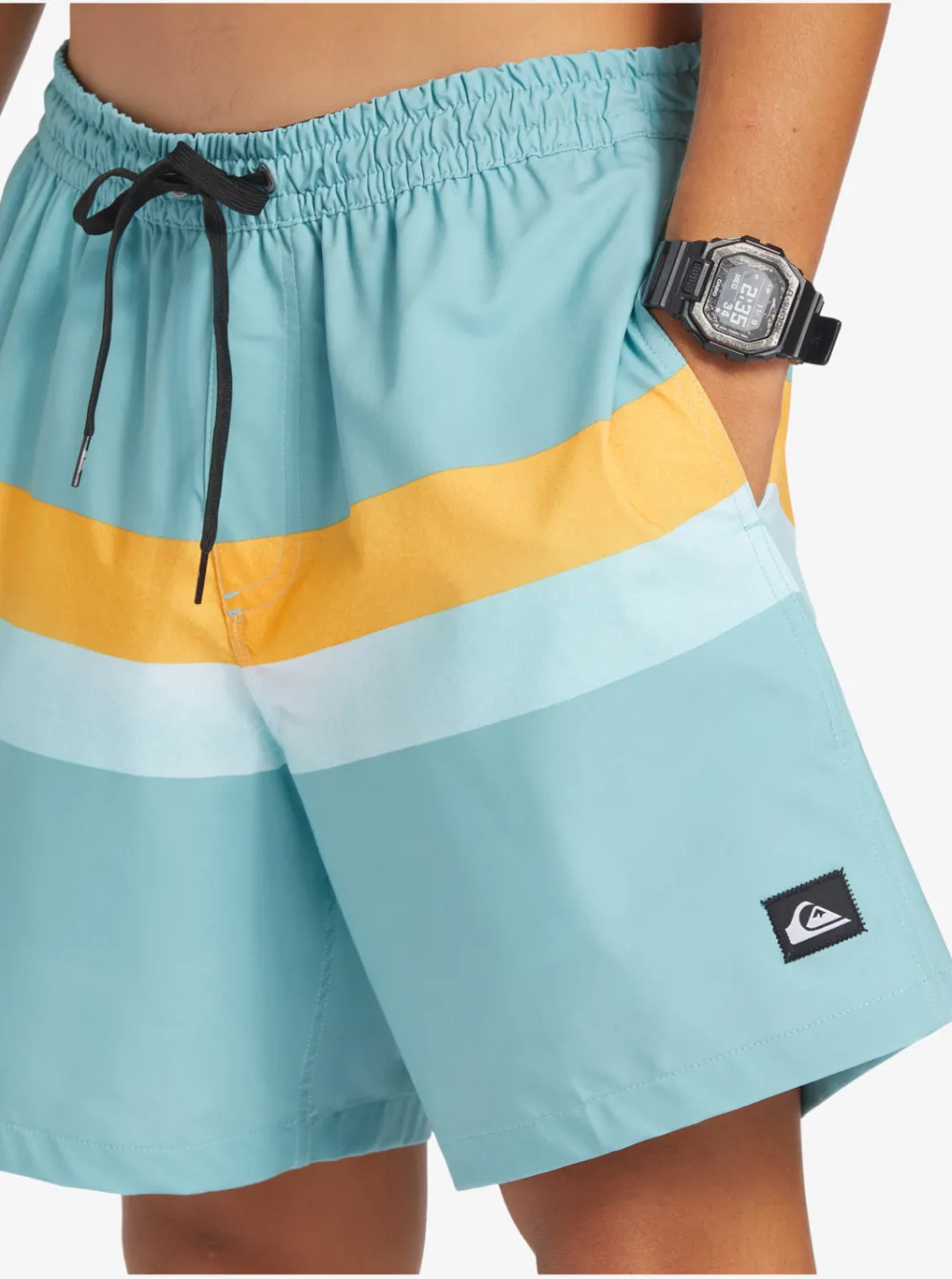 Quiksilver Elastic Waist|Surfsilk Air-Brush 17" Volleys For Men Cameo Blue