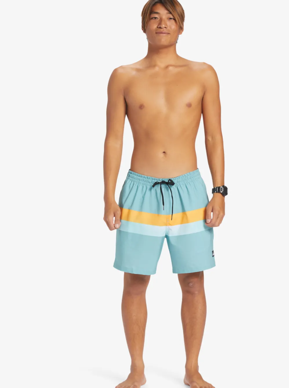Quiksilver Elastic Waist|Surfsilk Air-Brush 17" Volleys For Men Cameo Blue