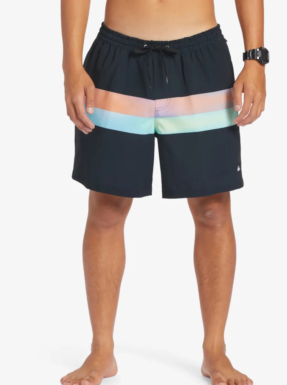 Quiksilver Elastic Waist|Surfsilk Air-Brush 17" Volleys For Men Black