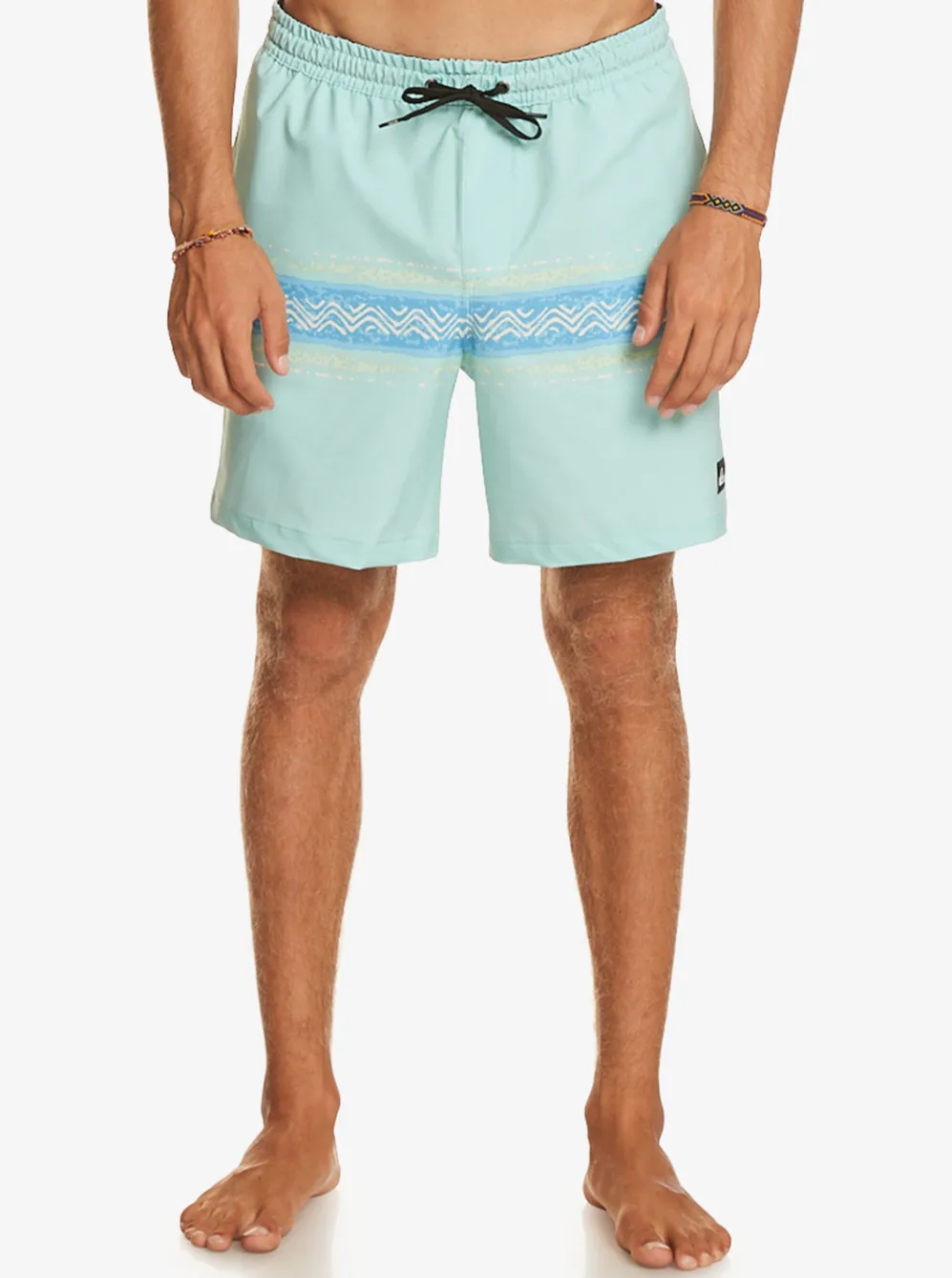 Quiksilver Elastic Waist|Surfsilk Mesa Stripe 17" Volleys Pastel Turquoise