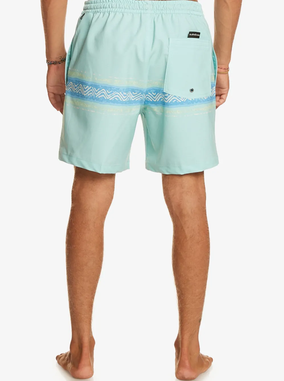 Quiksilver Elastic Waist|Surfsilk Mesa Stripe 17" Volleys Pastel Turquoise