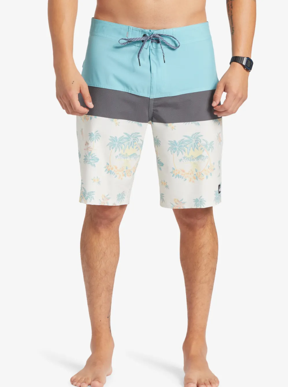 Quiksilver Boardshorts|Surfsilk Panel 20" Boardshorts Snow White Palm Spritz