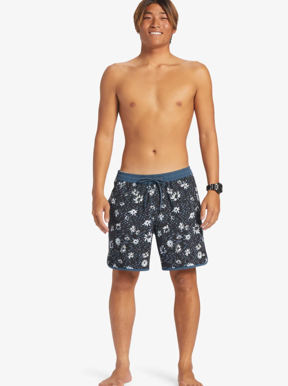 Quiksilver Elastic Waist|Surfsilk Scallop Volley 17" Volleys Midnight Navy