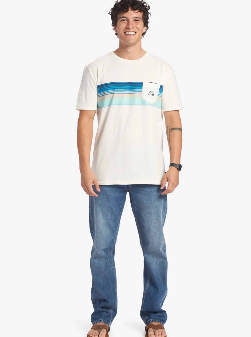 Quiksilver Tees|Swell Vision Stripe Pocket T-Shirt Gardenia