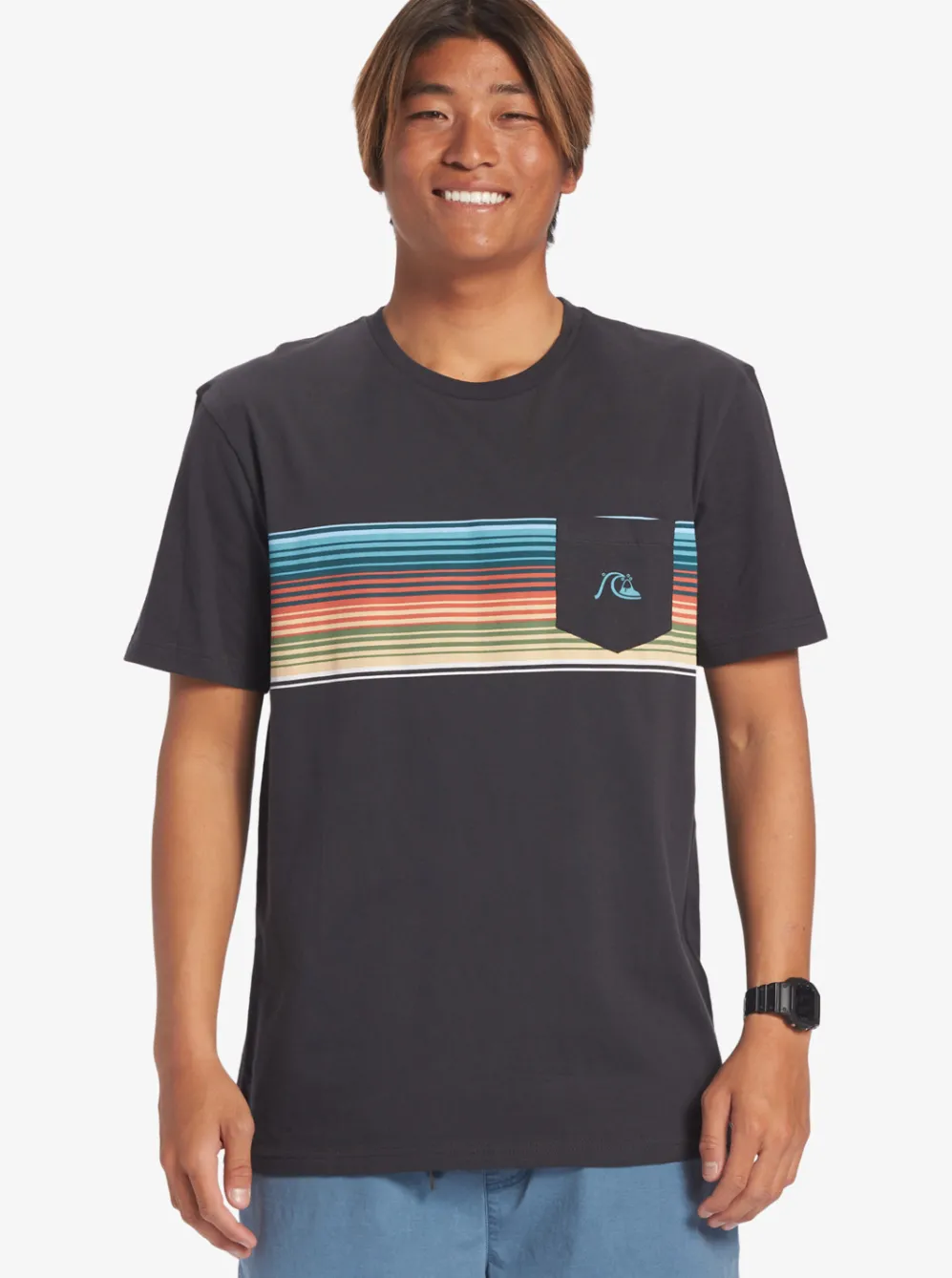 Quiksilver Tees|Swell Vision Stripe Pocket T-Shirt Tarmac