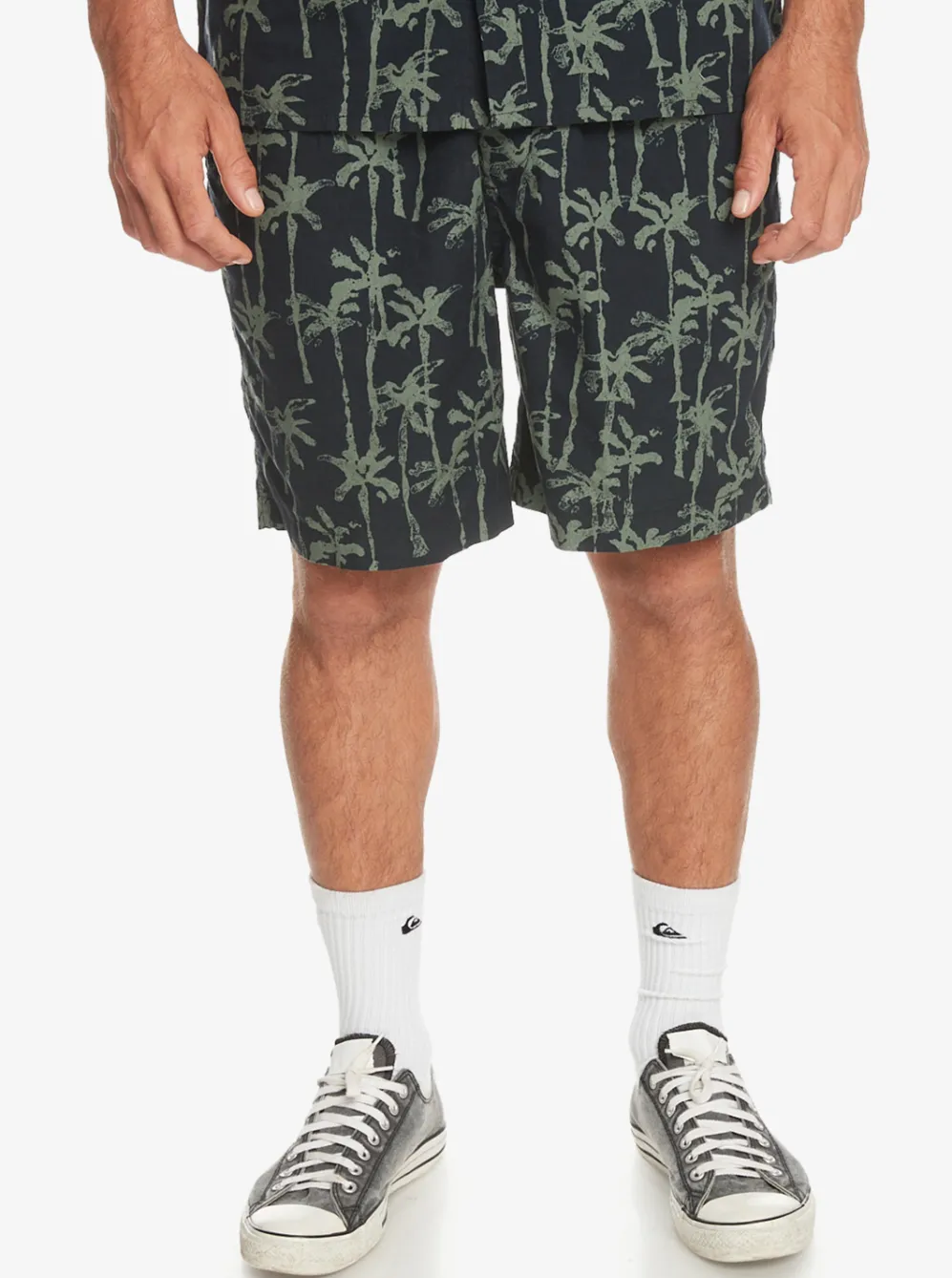 Quiksilver Shorts & Amphibians|Taxer Print Elastic Waist Shorts Laurel Wreath Painted Palms