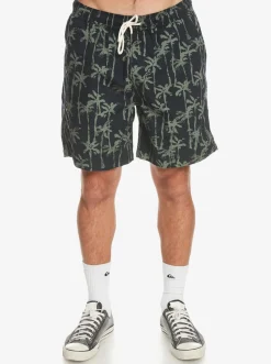 Quiksilver Shorts & Amphibians|Taxer Print Elastic Waist Shorts Laurel Wreath Painted Palms
