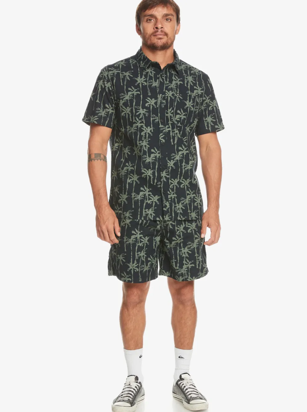 Quiksilver Shorts & Amphibians|Taxer Print Elastic Waist Shorts Laurel Wreath Painted Palms