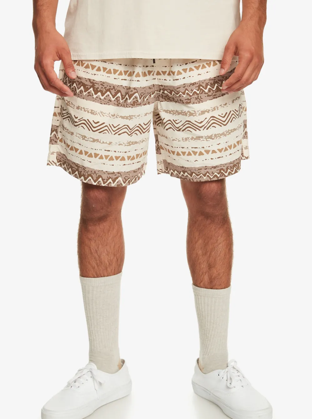 Quiksilver Shorts & Amphibians|Taxer Print Elastic Waist Shorts Birch Playa Mesa