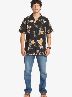 Quiksilver Shirts & Polos|Tropical Floral Short Sleeve Woven Shirt Black Tropical Floral Ss