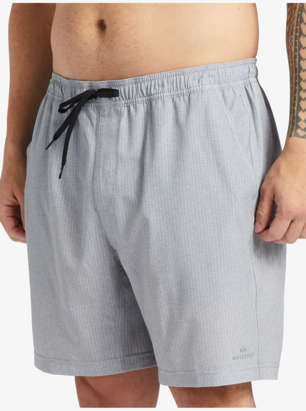 Quiksilver Elastic Waist|Waterman After Surf Stretch 20" Amphibian Boardshorts Light Grey Heather