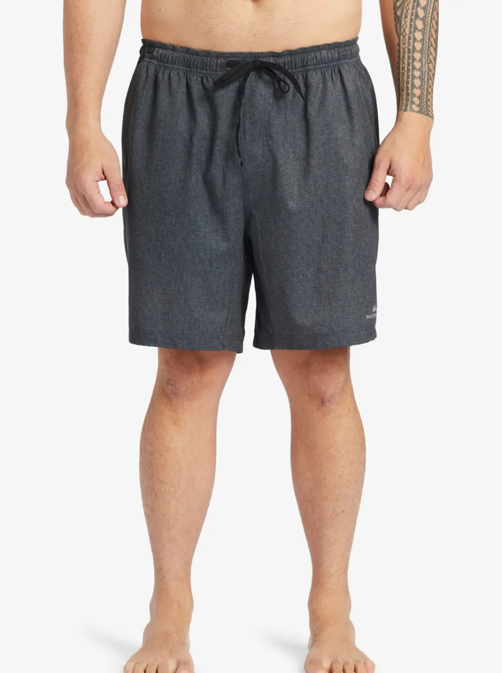 Quiksilver Elastic Waist|Waterman After Surf Stretch 20" Amphibian Boardshorts Black Heather