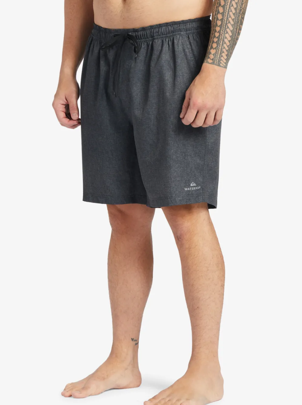 Quiksilver Elastic Waist|Waterman After Surf Stretch 20" Amphibian Boardshorts Black Heather