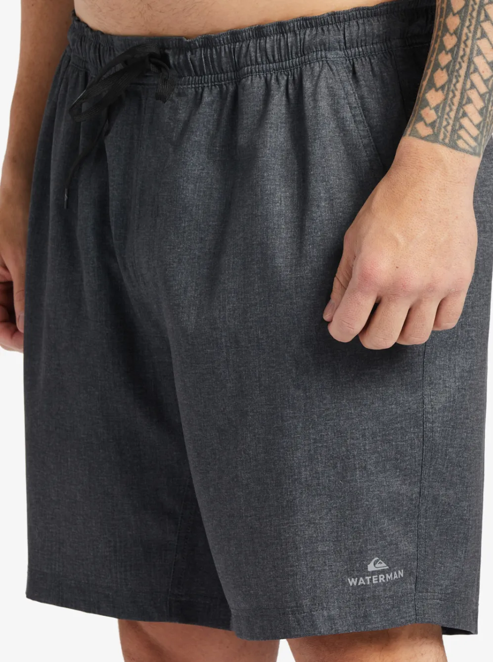 Quiksilver Elastic Waist|Waterman After Surf Stretch 20" Amphibian Boardshorts Black Heather