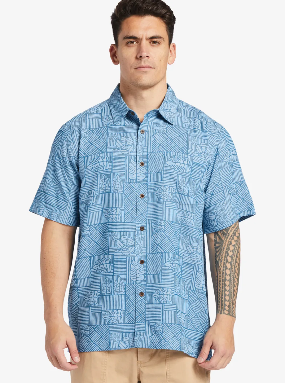 Quiksilver Shirts & Polos|Waterman Amazed Palm Woven Shirt Seaport Amazed Palm